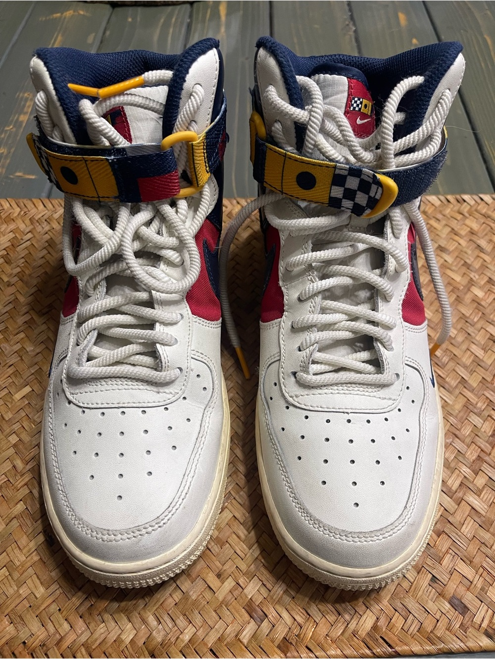 Nike Women's High-Top Sneakers in White, Red, Navy, Yellow